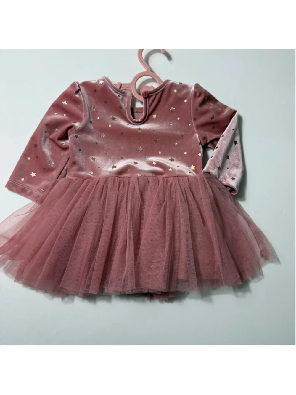 Baby The Children's Place Pink Gold Star Velvet Tulle Dress 6-9 Months